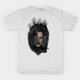 Wonderful dark lion with a half women face T-Shirt